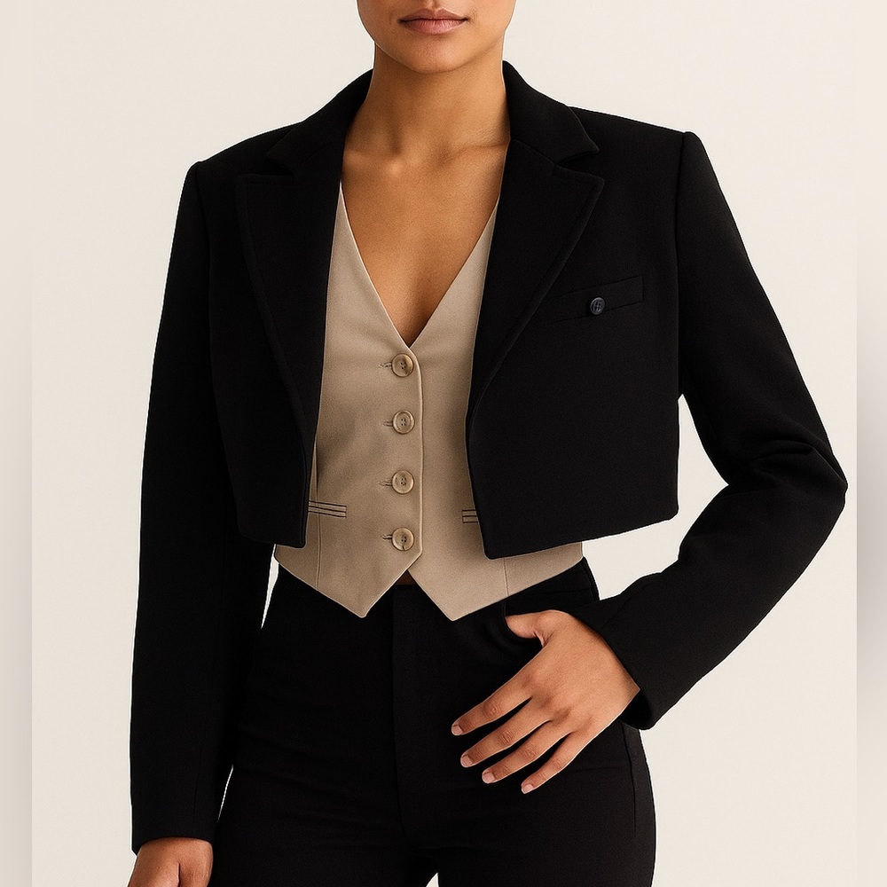 Zara Women's Elegant Black Blazer Cropped